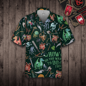 DnD Hawaiian Shirt - Monsters & Weapons
