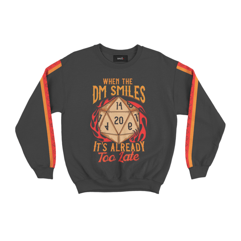 Retro Red Fire D20 Dice Sweatshirt