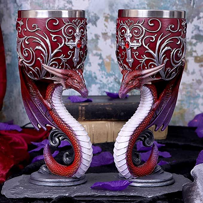 Twin Dragons Heart Set of Two D&Ds Goblets Twin Dragons Heart Set of Two Goblets