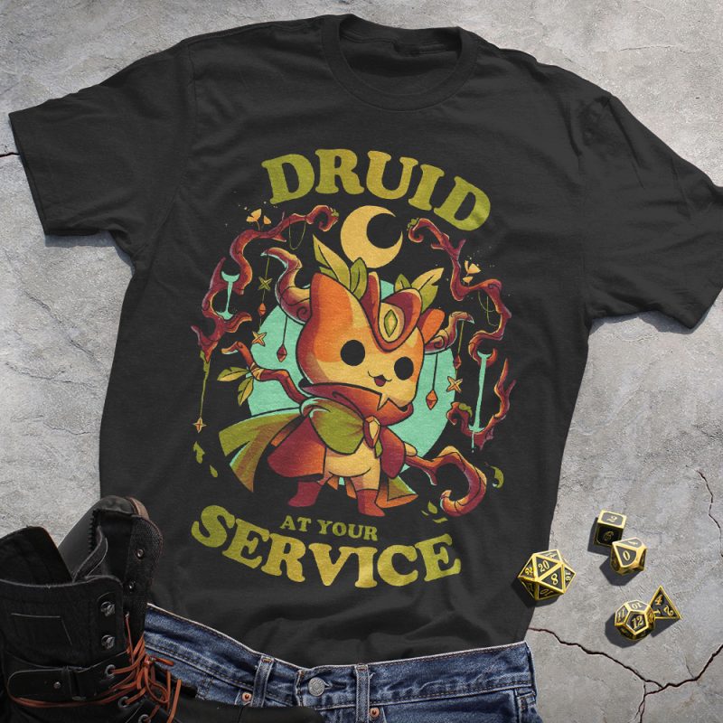 Cat Druid DND T-Shirt