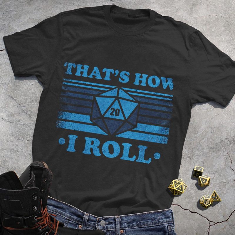 DND Classic Retro Blue Dice T-Shirt