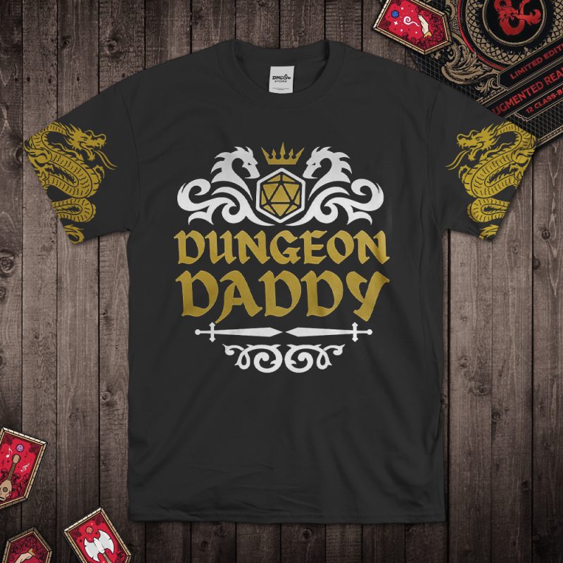DND Dungeon Daddy's Dragon Totem T-Shirt.Black Version