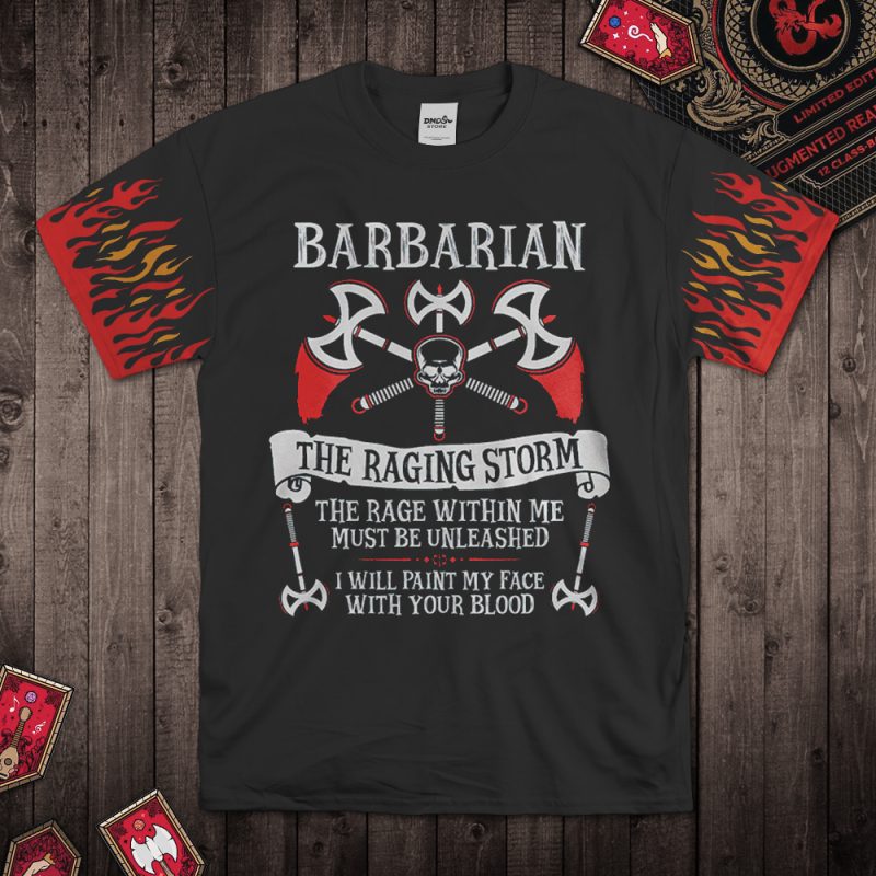 DND Red Fire Totem Barbarian T-Shirt