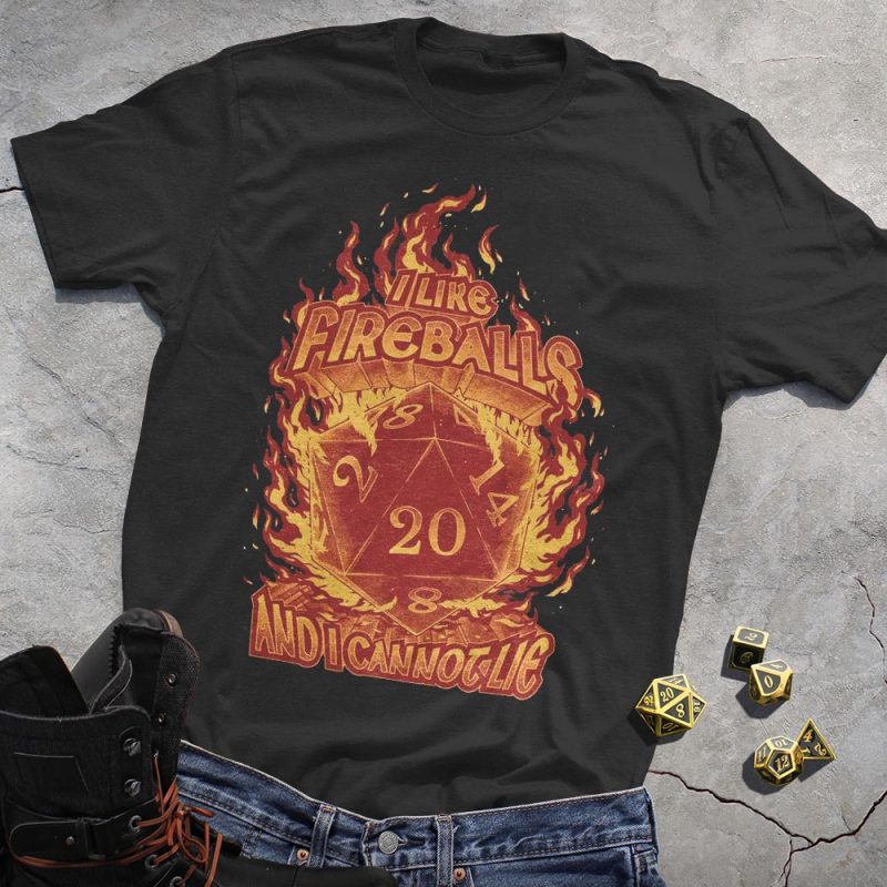 DND Retro Fire Dice T-Shirt
