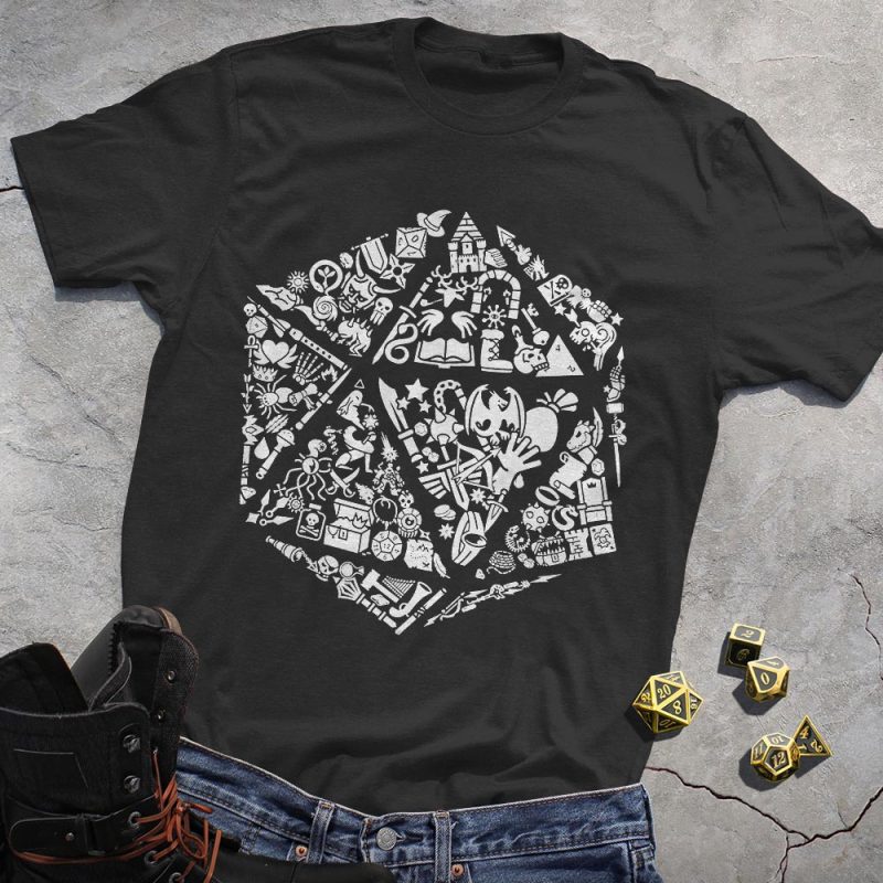 DND Retro White Dice Totem T-Shirt