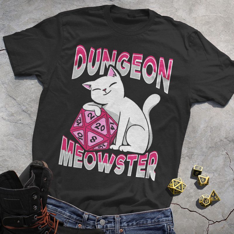 White Cat Meowster DND T-Shirt