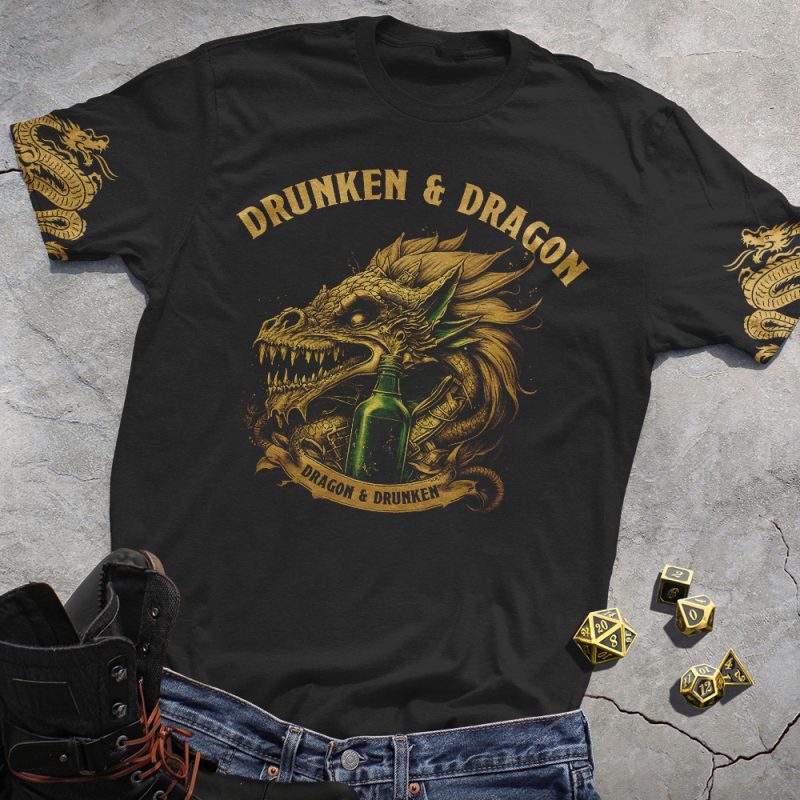 Drunken&Dragon Golden Totem Black Tee