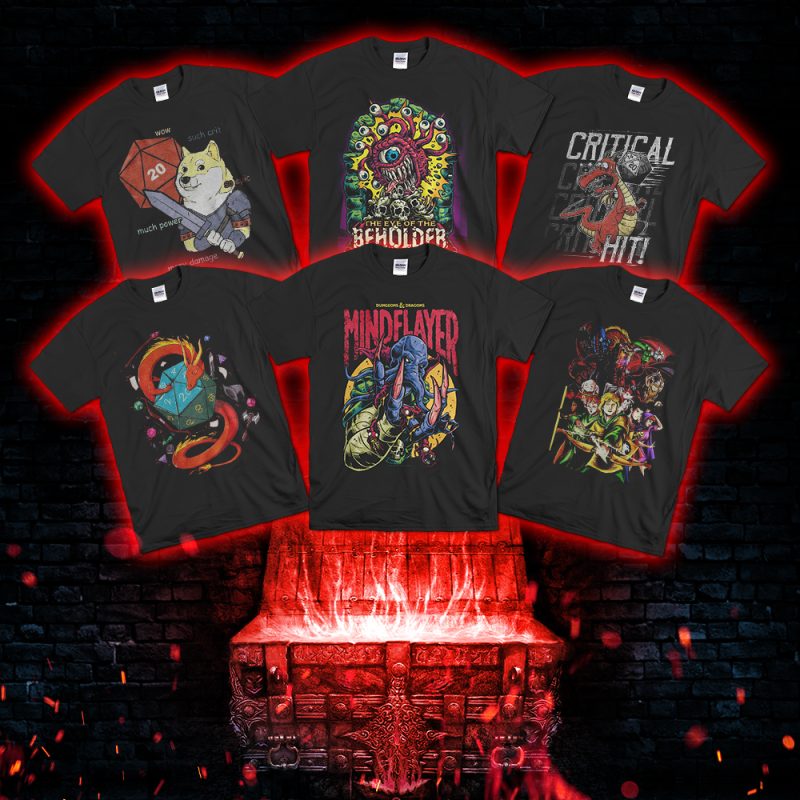 D&D RETRO PATTERN TEE TREASURE CHEST FOR FANS ( Random 6 )