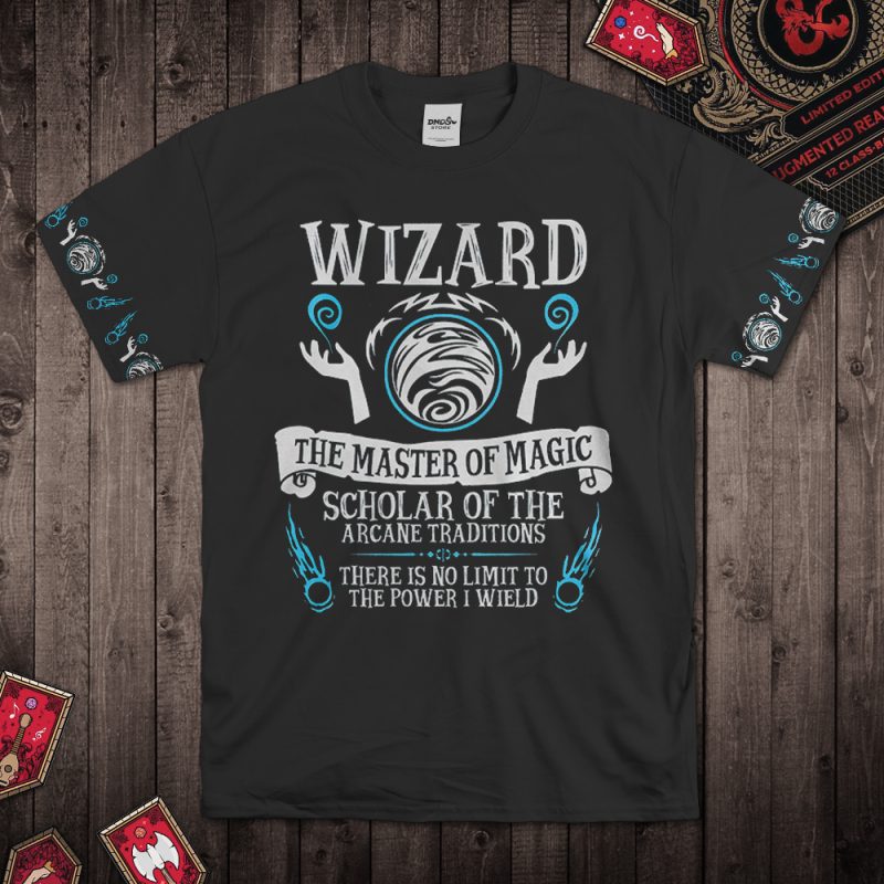 DND Blue Fire Magic Totem Wizard T-Shirt