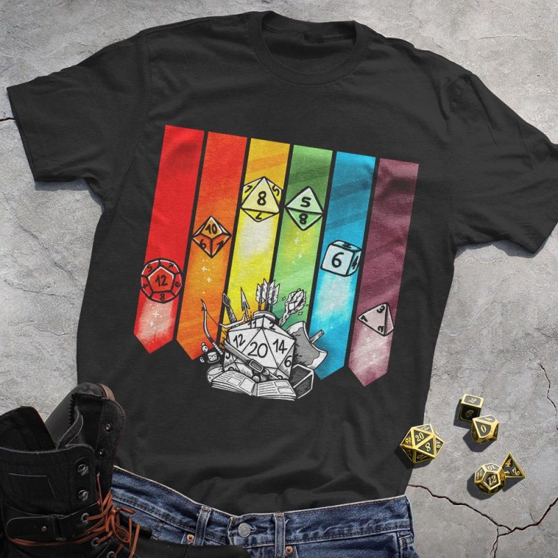 DND Dice Colorful Flag Tee