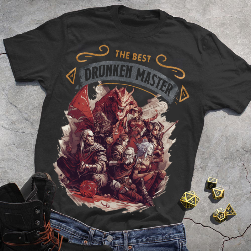 The best DND-Drunken Master Black Tee