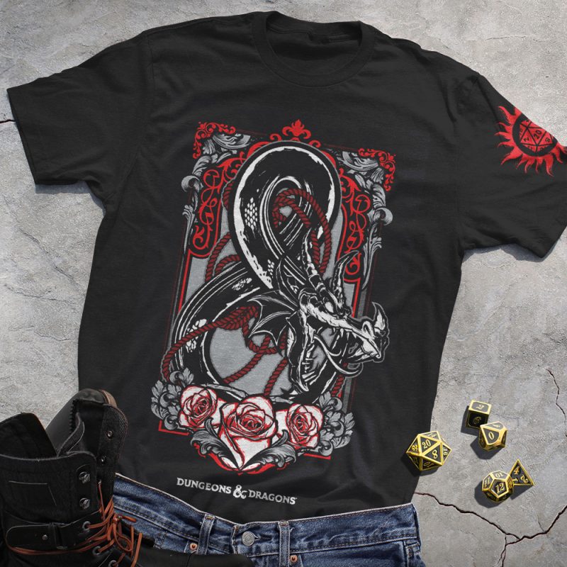 DND Dragon Totem & Red Dice Black Tee