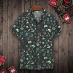 DND Fluorescent Green Pattern Hawaiian Shirt