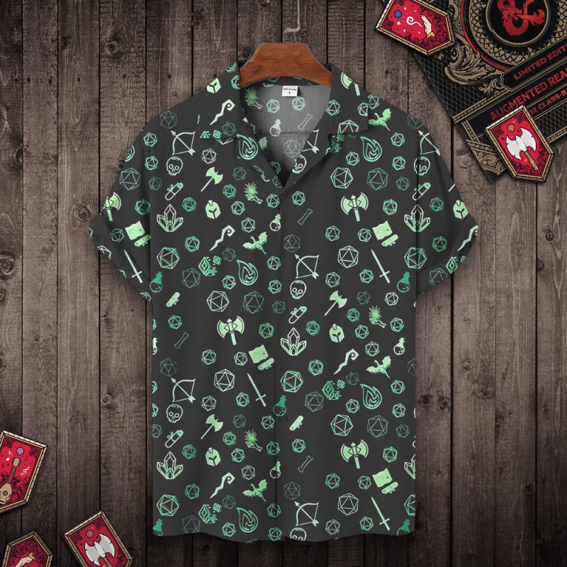 DND Fluorescent Green Pattern Hawaiian Shirt