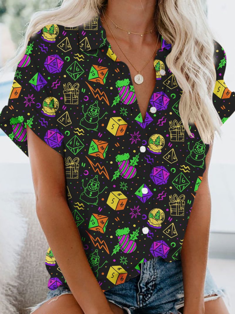 DND LIGHT GRAFFITI DICE PATTERN Casual SHIRT