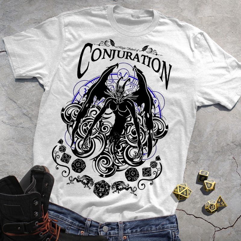 RPG Magic DND Conjuration White Tee