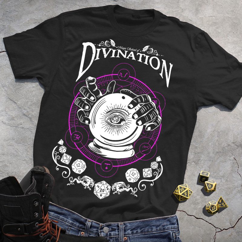 RPG Magic DND Divination Black Tee