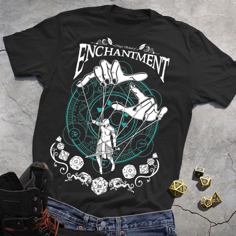 RPG Magic DND Enchantment Black Tee