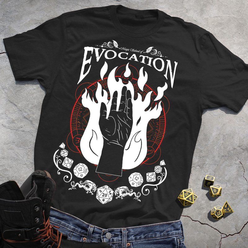 RPG Magic DND Evocation Black Tee