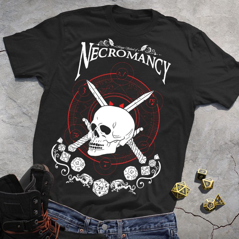 RPG Magic DND Necromancy Black Tee