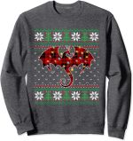 Dragon Red Plaid Ugly Sweater Christmas Lights Dragon Lover Sweatshirt