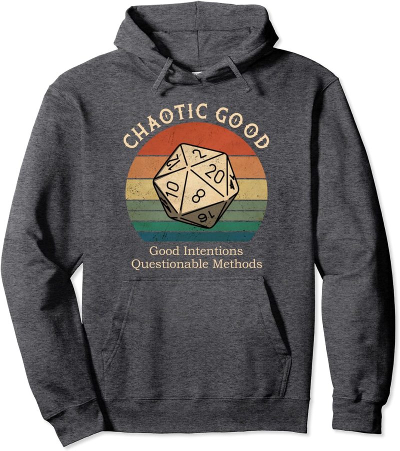 DND Chaotic Good Good Intentions Questionable Methods Vintage Pullover Hoodie