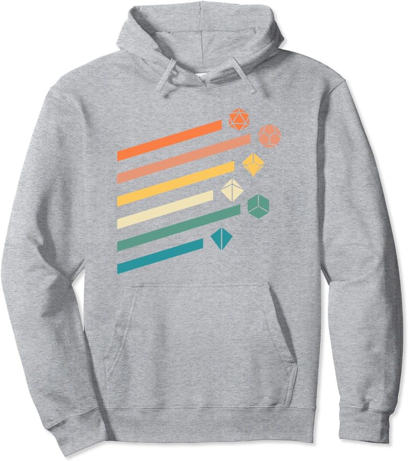 DND Retro Colors Minimalist Polyhedral Dice Set Nerdy Hoodie