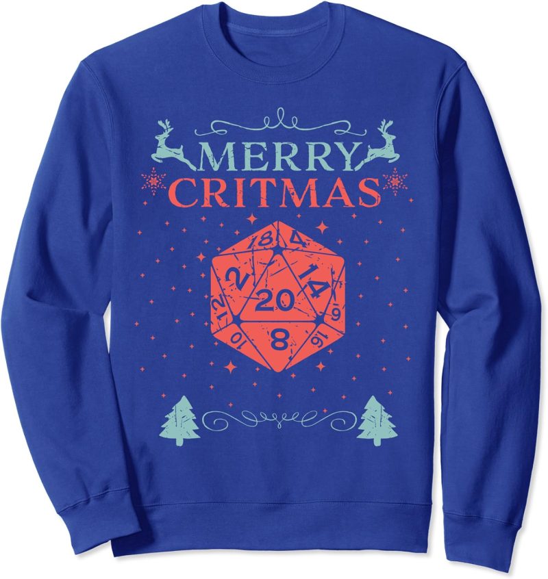 Merry Critmas 20 Sided Dice RPG Christmas Holiday Board Game Sweatshirt
