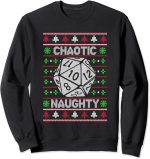 Santa Chaotic Naughty Christmas D20 Ugly Tabletop Sweater Sweatshirt