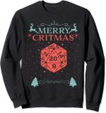 Merry Critmas 20 Sided Dice RPG Christmas Holiday Board Game Sweatshirt