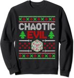 Santas Chaotic Evil List Christmas D20 Ugly Tabletop Sweater Sweatshirt