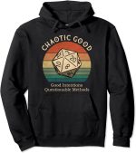 DND Chaotic Good Good Intentions Questionable Methods Vintage Pullover Hoodie