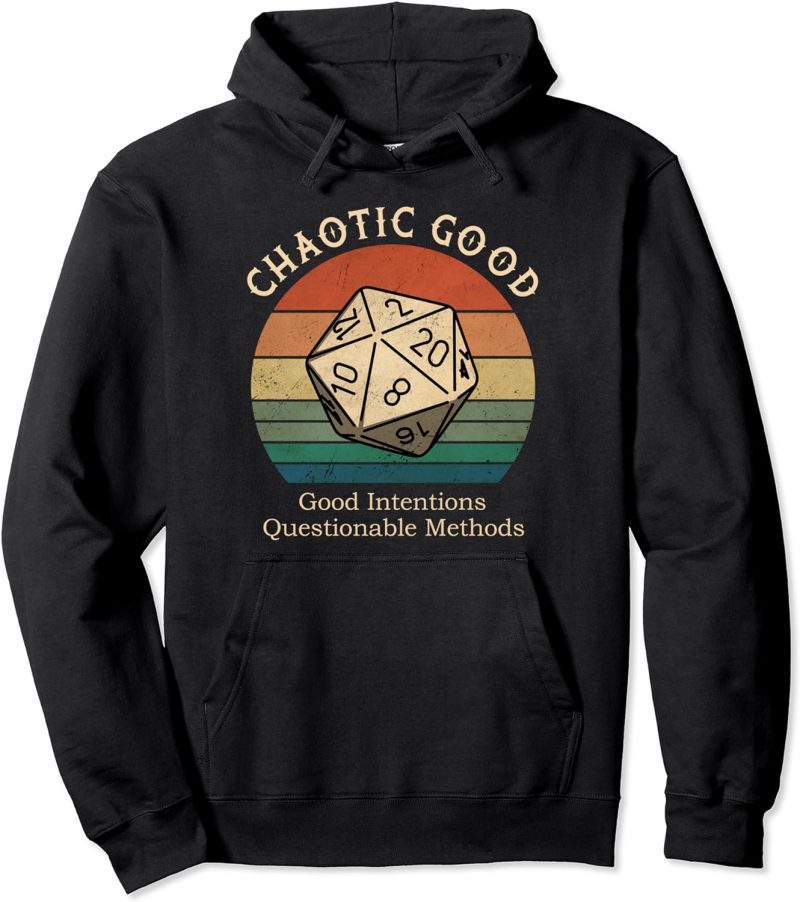 DND Chaotic Good Good Intentions Questionable Methods Vintage Pullover Hoodie