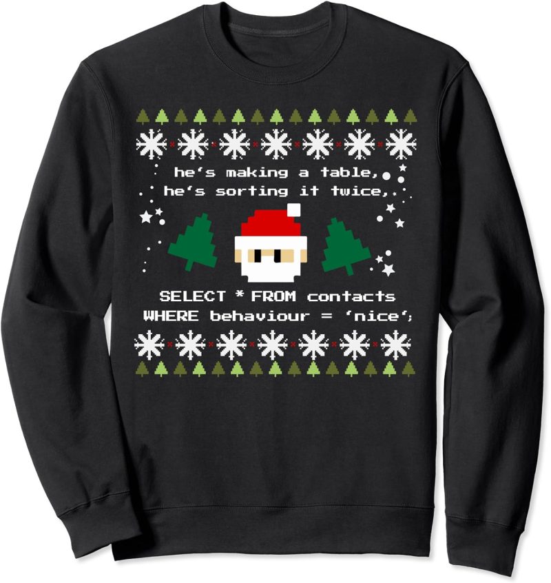 SQL Santa Claus Database Clause Developer Code DB Programmer Sweatshirt
