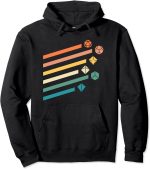 DND Retro Colors Minimalist Polyhedral Dice Set Nerdy Hoodie